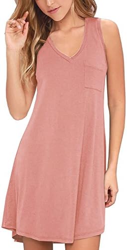 KEEDONE Women's Long Sleeve Pockets Casual Swing T-Shirt Dresses