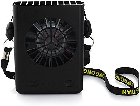 Coolly Portable Necklace Fan 3 Speeds Handheld Fan Electric USB Rechargeable Cooling Fans Powered by 18650 Li Battery Mini Personal Fan with String for Home Office Outdoor Travel (Black)