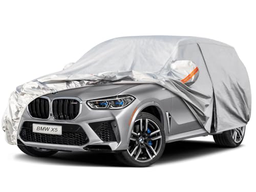Kayme Outdoor Car Cover, Compatible with BMW X5 (2010-2025), 6-Way Cover for Waterproof Anti UV Anti Wind Dustproof Cover with Zip and Cotton