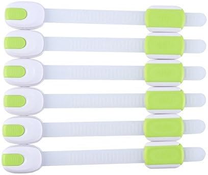 Prostarbaby Safety Locks | Child Proofs Cabinets, Drawers, Appliances, Toilet Seats, Fridges and Etc | No Tools required | Uses 3M Adhesive. Color Green - 6 Pack