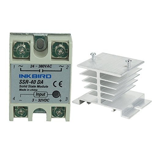 Inkbird SSR Solid State Relay + Heat Sink (Inkbird SSR-40DA, White Heat Sink)