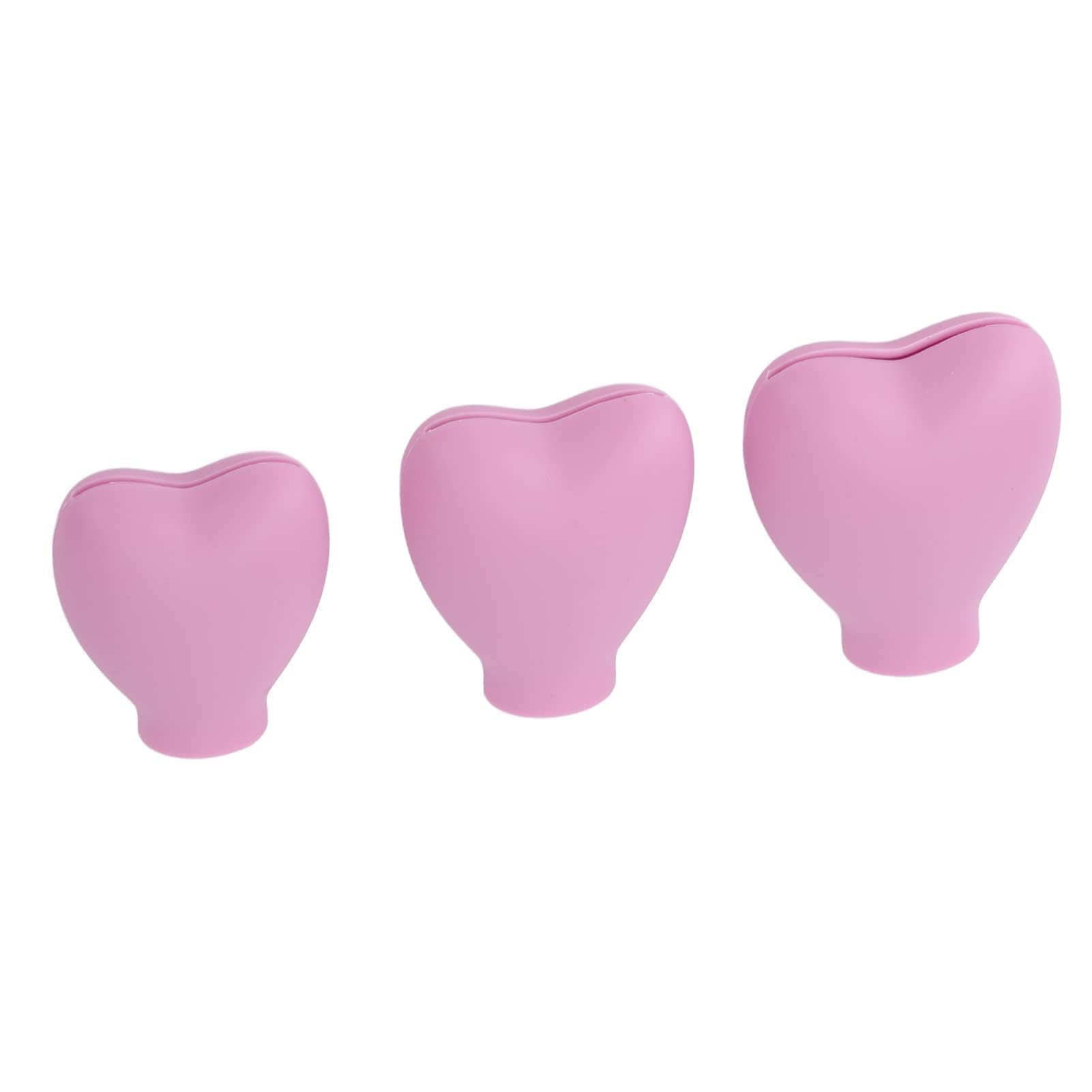 Agatige 3PCS Makeup Brush Covers, Reusable Silicone Heart Shaped Makeup Brush Protector Cosmetic Brush Guard Covers Storage Organizer Case for Women Girls(Pink)