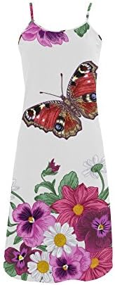 Women's Butterfly Polyester Casual Slip Dress XS