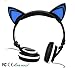 LM Glowing Cat Ear Headphones, Gifts For Her Over-Ear Foldable Headsets Kids Cosplay DJ Fancy Gaming Earphone for iPhone, Android Mobile Phone, PC, Macbook