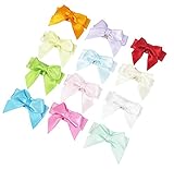 Baby Hair Clips, Toddler Hair Clips - Hipgirl 12pcs 1 Inch Snap Hair Clips Mini Satin Ribbon Bow-No Slip Grip Metal Barettes and Hair Clips, Assorted Hair Accessories for Girls and Women