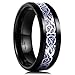 King Will Dragon Mens 8mm Black Tungsten Carbide Ring Blue Carbon Fiber Celtic Dragon Wedding Band 11