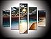 100% Hand-Painted Wood Framed on The Back Artwork The Yellow Beach High Q. Wall Decor Landscape Oil Painting on Canvas 5pcs/Set Mixorde