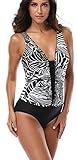 Attraco Womens Halter Neck One Piece Swimwear Floral High Cut Push Up Swimsuit