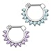 Brass Septum Clicker, Kredy 16G Horseshoe Circular Barbell Septum Jewelry Ring Nose Rings Daith Septum Clicker Jewelry with CZ Gems for Women Girls - 2 PCS Purple / Blue
