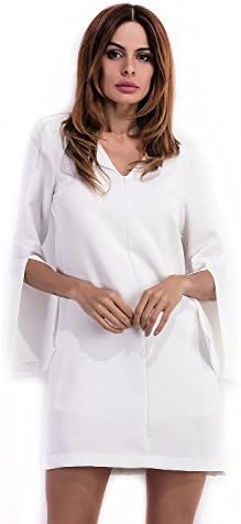 YUNSHANG Women's V Neck Long Sleeve Knitted Casual T-Shirt Dress (XL)