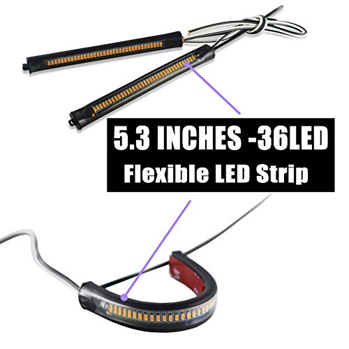 Motorcycle Fork Amber LED Turn Signal Strip Lights Kit Super Bright for Harley Davidson Front Rear Turning Indicator Lights Universal Victory Motorbike Lamps Waterproof and Durable (2Pcs, 39mm-70mm)