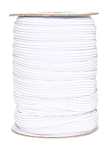 Mandala Crafts Colored Polyester Rubber Braided Flat Elastic Stretch Band Cord Spool Roll for Sewing Clothes Waistbands (1/2 Inch 12mm 20 Yards, White)