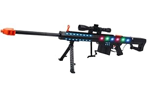 INCHOI Barrett Sniper Rifle Machine Gun M82A1 Toy War Gun for Kids Boys 107cm High-Powered Flash Electric Gun with Flashing Lights, Firing Sound and Vibration