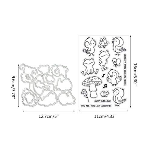 BUZHI Metal Cutting Dies Stamp Stencils DIY Scrapbooking Photo Album Decor Cards Stamps and Dies for Card Making (Bird Clear Stamp+Dies Cutting)
