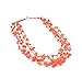Salmon Coral Multi Strand Chips Necklace with Mother of Pearl Toggle Clasp