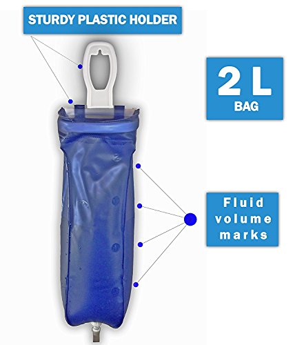 Jsentai Enema Bag Kit for Colon Cleansing Non-Toxic BPA & Phthalates Free Reusable PVC Enema System 2Quart in Blue Color