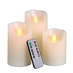 Big House Flickering Flameless Candles with Timer Remote Control 4 5 6 Inch set of 3 Real Wax Pillar Battery Operated LED Candle
