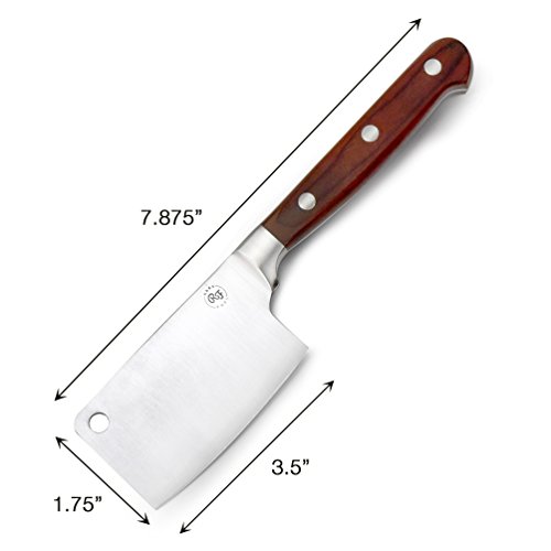 Mini Meat Cleaver Steak Knife Set 2piece Stainless Steel Edges, Wood