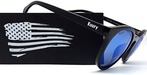 Polarized Round Sunglasses in American Flag Box, Unisex Sunglasses UV400 protection (black)