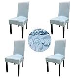 Gold Fortune Spandex Fabric Stretch Removable Washable Dining Room Chair Cover Protector Seat Slipcovers Set of 4 (Light Blue)