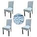 Gold Fortune Spandex Fabric Stretch Removable Washable Dining Room Chair Cover Protector Seat Slipcovers Set of 4 (Light Blue)