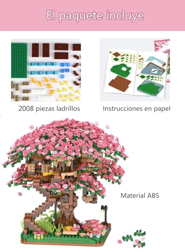 Bloques de Construcción de Flor de Cerezo 2008 Piezas, Juego de Bloques de Bonsái, Mini Bloques de Árbol Artificial Decoración Hogar y Oficina, Idea Regalo para Mujere y Hombre, Juguete para 8+ Años