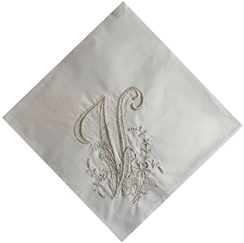 LADIES/WOMENS HANDKERCHIEF - White with Monogram - 3 Pack