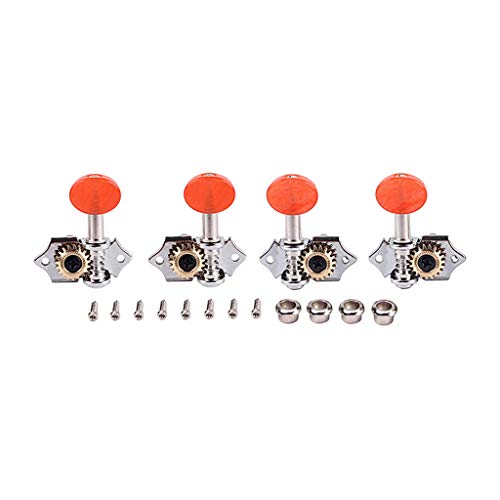 2R2L 9NB Ukulele Tuning Peg Machine Head Tuners For Ukulele 4 String Guitar with Chrome Red Buttons