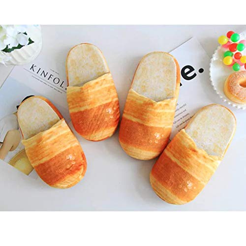 Flip Flop Adult Autumn Winter Slippers Warm Home Shoes Look Bread Bun Plush Cotton Shoes (L, red) - Thumbnail 2
