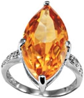 Farah Champagne Solitaire Cubic Zirconia .925 Silver Ring Size 10