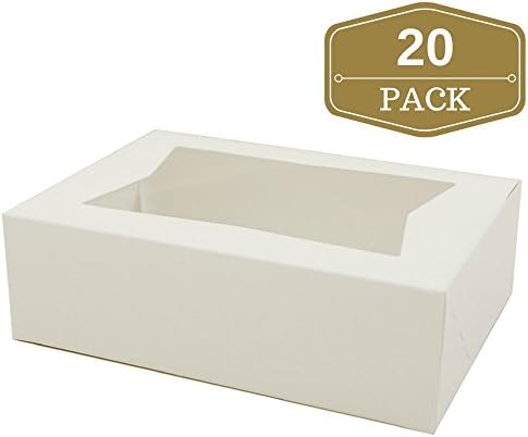 OccationWise Premium Pastry and Cookie Bakery Box (8" Length x 5.75" Width x 2.5" Depth) With Clear Viewing Window | Perfect Sturdy Boxes &amp; Very Easy To Assemble (20)