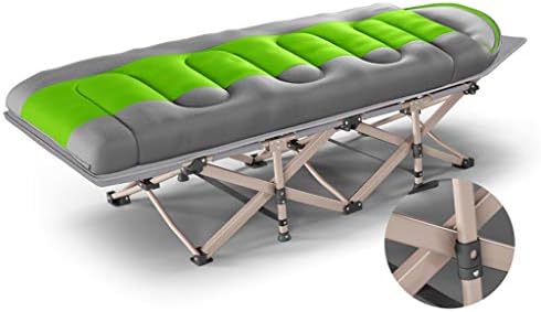 Single Bed Folding Bed Siesta Bed Camp Bed Portable Office Sleeping Chair Portable And Lightweight, Reinforced Square Tube, Silent (Color : GREEN)