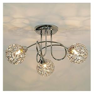 Kosilum Plafondlamp, design met 3 bollen, afhyse, warm wit licht, verlichting voor woonkamer, slaapkamer, keuken, hal, 3…