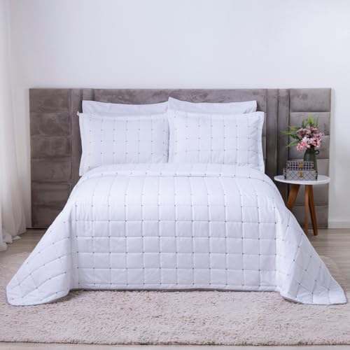 Cobre Leito Valence Hipercal 400 Fios Matelado Toque Percal (Branco, Casal King) | Hipoalergênico