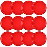 Coopay 12 Pieces Home Air Hockey Pucks 2.5 Inch Heavy Replacement Pucks for Game Tables Equipment Accessories, 13 Grams (Red)