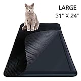 Cat Litter Trapper Catcher Mat, Cat supplies, Kitten Litter Box Purr Pad, Kitty Trash Can Trap, Large Cats Mats, Cat Spot litter Matt, Double Layer & Black Hole / Waterproof & Ventifresh, 31