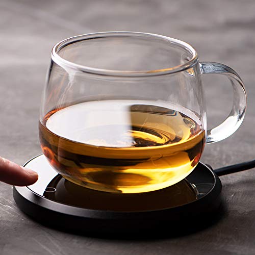 Anbanglin Coffee Mug Warmer, 18Watt Electric Cup Warmer With Auto-shutoff After 4 Hours Two Adjustable Temperature Tempered Glass Surface For Tea Water Cocoa Milk Office Home (Without Mug)