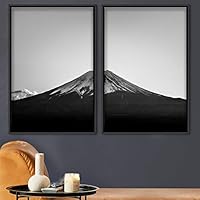 2 Piece Framed Canvas Wall Art Black and White Mountains Canvas Prints Home Artwork Decoration for Living Room,Bedroom - 16