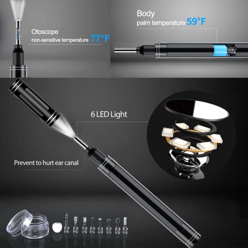 Ear Wax Removal Tool Camera - Ear Camera Ultra Clear View Ear Cleaner Camera 3.5mm Otoscope 1080p Wireless with 6 Led Lights for iPhone Android