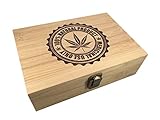 Bamboo Wood Hinged Cigar Storage Stash Box -8.5 x 6 x 2.5 Inches (Medical Marijuana)