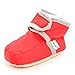 Enteer Infant Waterproof Snow Boots Premium Soft Sole Anti-Slip Warm Winter Prewalker Toddler Boots (7-12months, red)