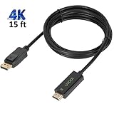 DisplayPort to HDMI Cable 4k Ready, UVOOI 15 Feet High Speed Display Port(DP) to hdmi Adapter Cable Male to Male Support Video and Audio for All DP Modes