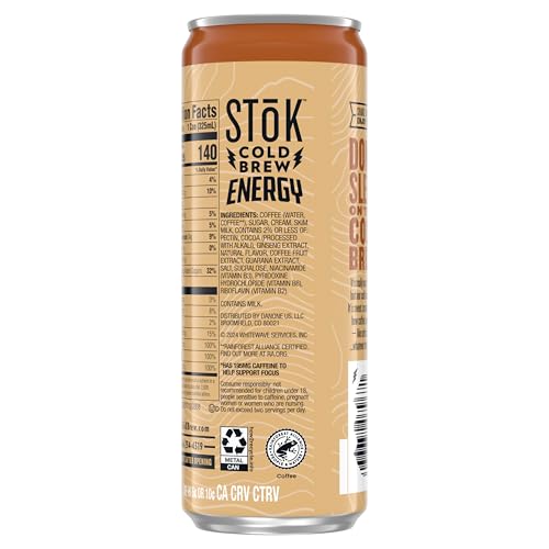 STOK COLD BREW ENERGY MOCHA CREAM, READY TO DRINK CANNED COFFEE WITH 195MG CAFFEINE TO HELP SUPPORT FOCUS, B VITAMINS, GUARANA AND GINSENG, 11 FL OZ