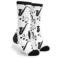 Musical Music Notes Treble Clef Saxophone Novelty Socks For Women & Men One Size - Gifts