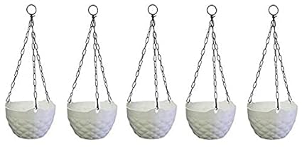 Truphe Diamond Hanging Pots, White Flower Pots Size: 8