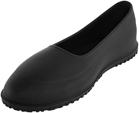 WinterTrax Men’s Waterproof Overshoes Slip-Resistant Black Silicone Rain Safety Galoshes, Reusable