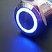 ESUPPORT 19mm 12V 5A Car Blue Light Angel Eye Metal Push Button Switch Socket