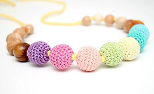 Pastel Knotted Nursing necklace, gift for breastfeeding mom, Baby teething necklace juniper wood