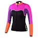 Lemorecn Womens 2mm Neoprene Long Sleeve Jacket Front Zipper Wetsuit Top (2094P10)