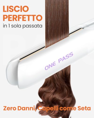 Faszin Professional Titanium Hair Straightener 30 mm 2 in 1 | Fast heating 20s, ionic anti-frizz technology, NTC sensor, dual voltage, ideal for thick hair or on the go